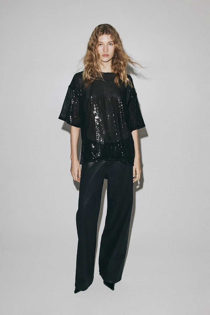 Oversized Sequined Top
