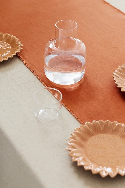 Linen-Blend Table Runner with Fringe