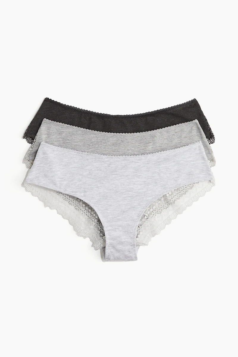 Lot de 3 culottes Hipster en coton et dentelle