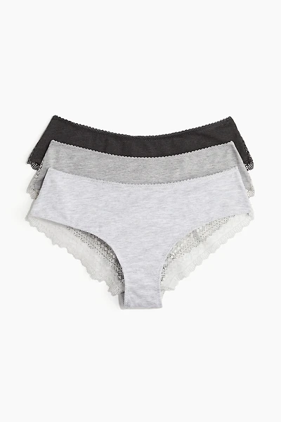 Lot de 3 culottes Hipster en coton et dentelle