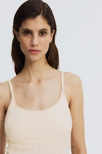 MAMA Pointelle Nursing Strappy Top