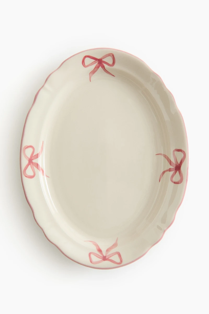 Assiette de service en grès cérame peint à la main