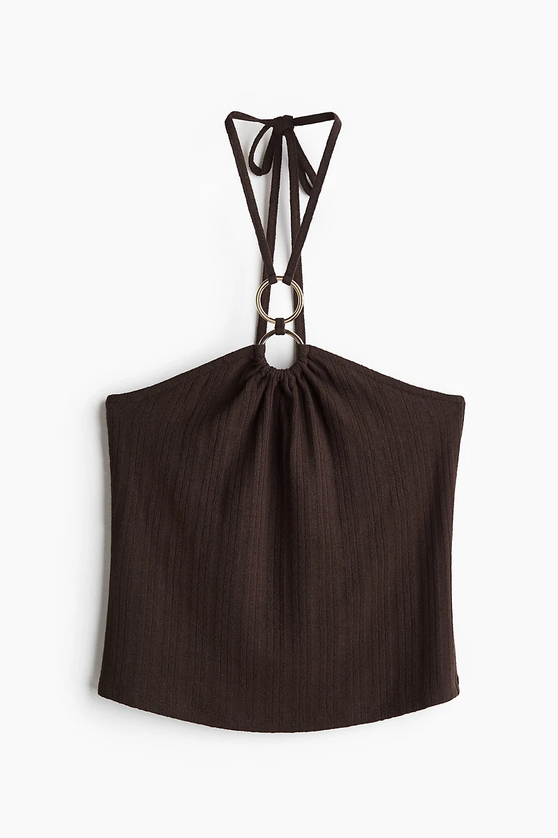 Ring-Detail Halterneck Top