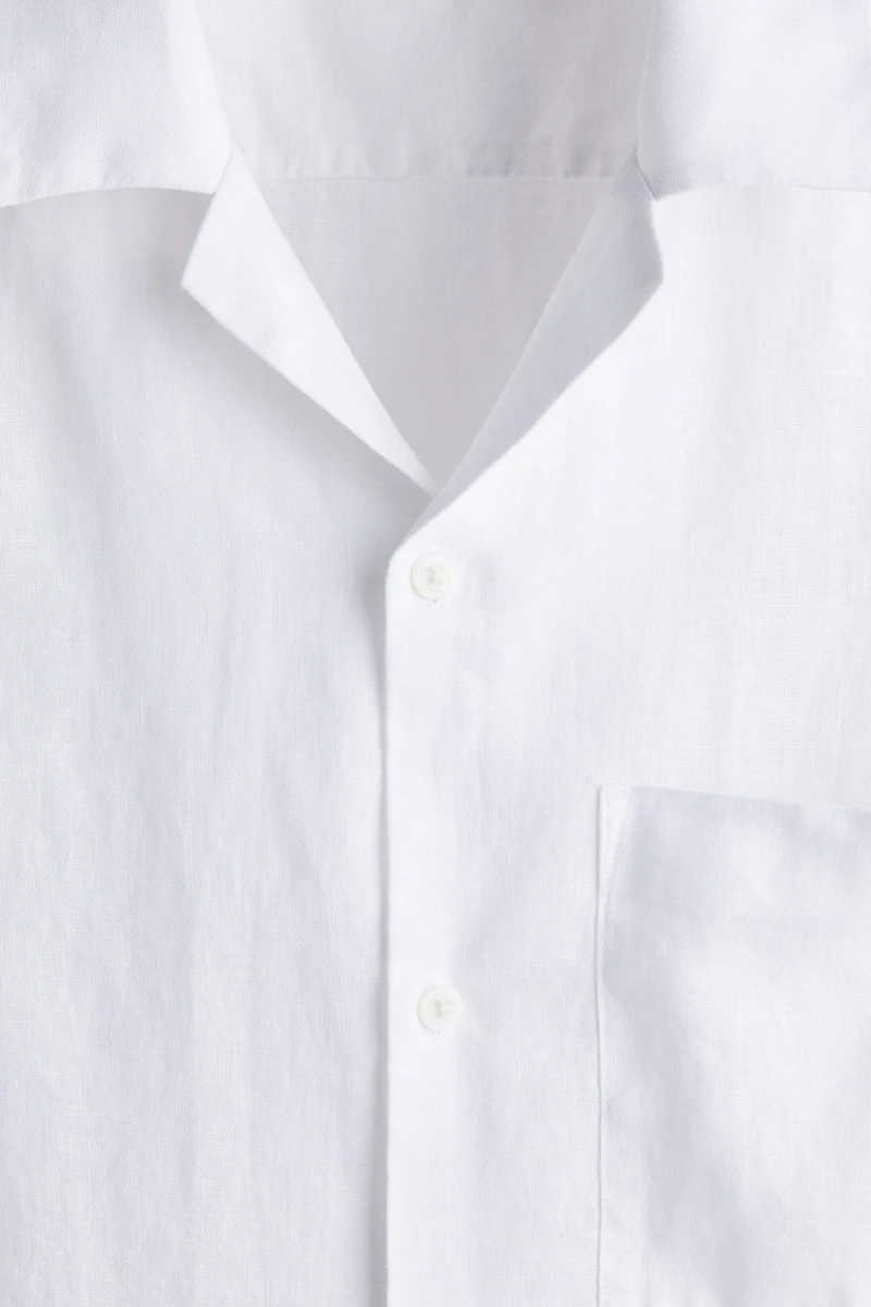Chemise coupe classique en lin à col cubain