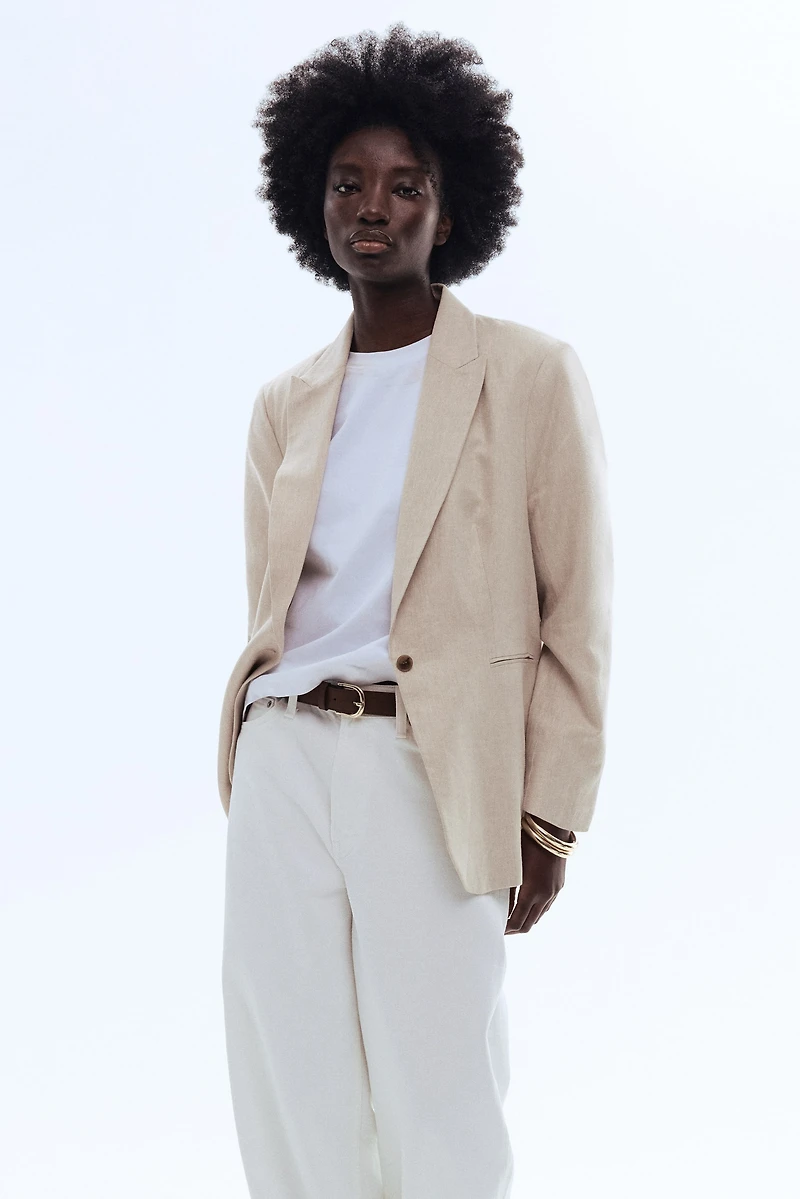 Linen-Blend Blazer