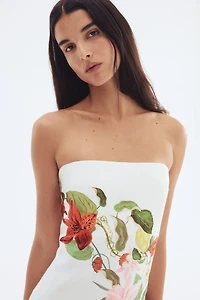 Printed Linen-blend Dress