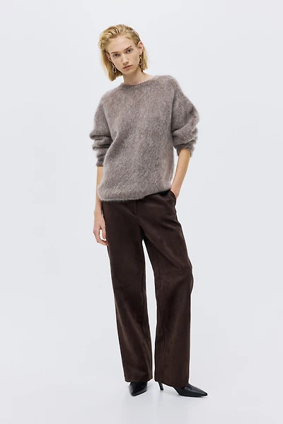 Pantalon à jambes droites en tissu enduit