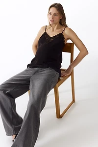 MAMA Lace-Trimmed Camisole Top