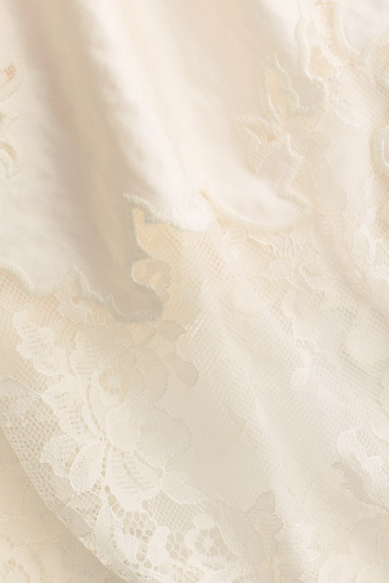 Lace-Trimmed Satin Skirt