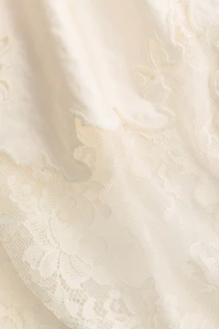 Lace-Trimmed Satin Skirt