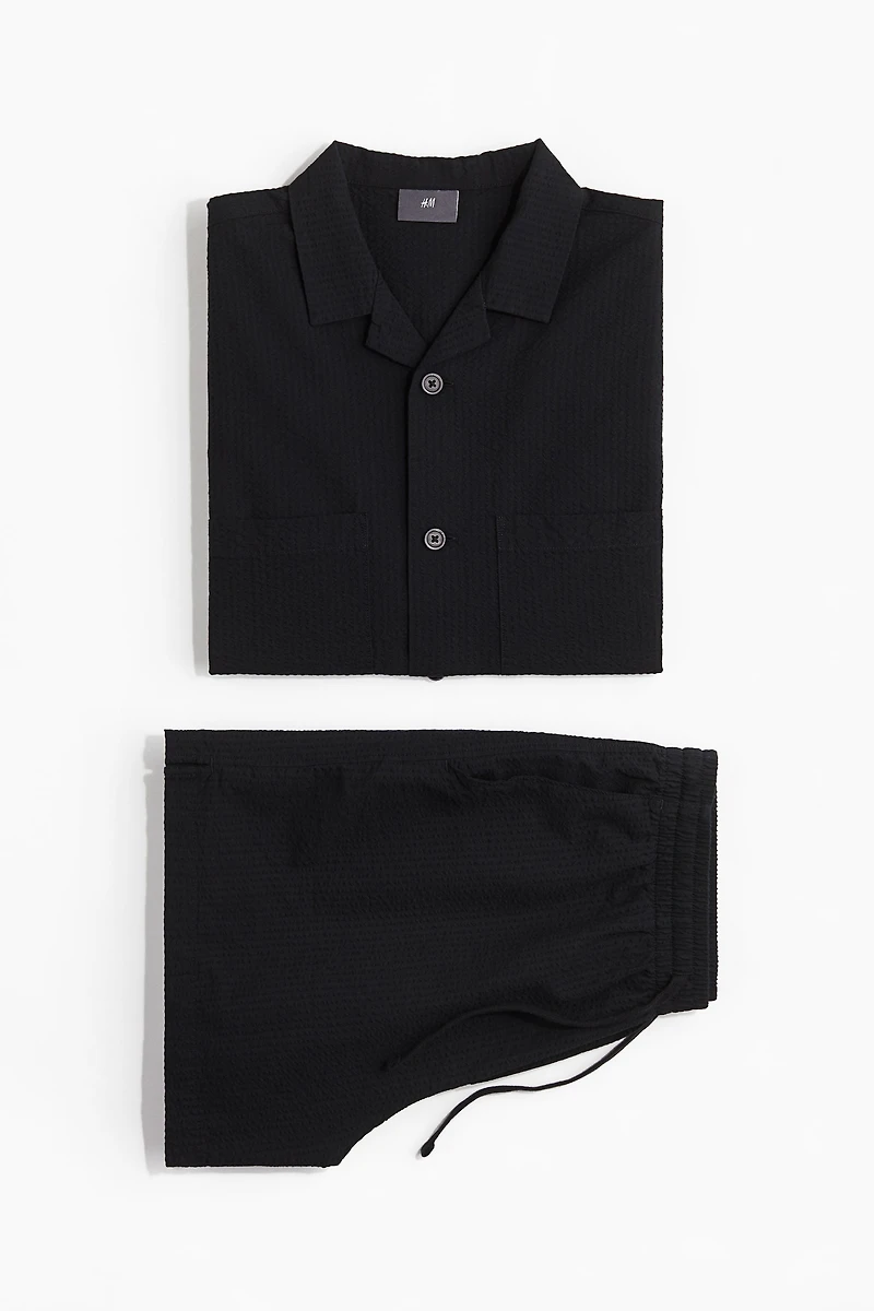 Seersucker Pajama Shirt and Shorts
