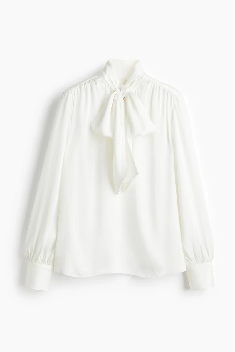 Blouse lavallière en mousseline