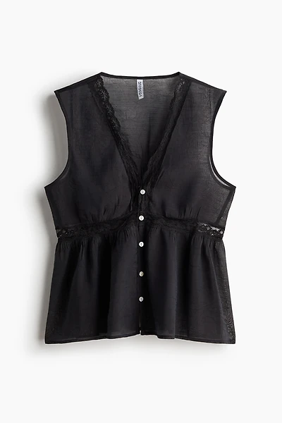 Lace-Trimmed Peplum Top