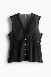 Lace-Trimmed Peplum Top