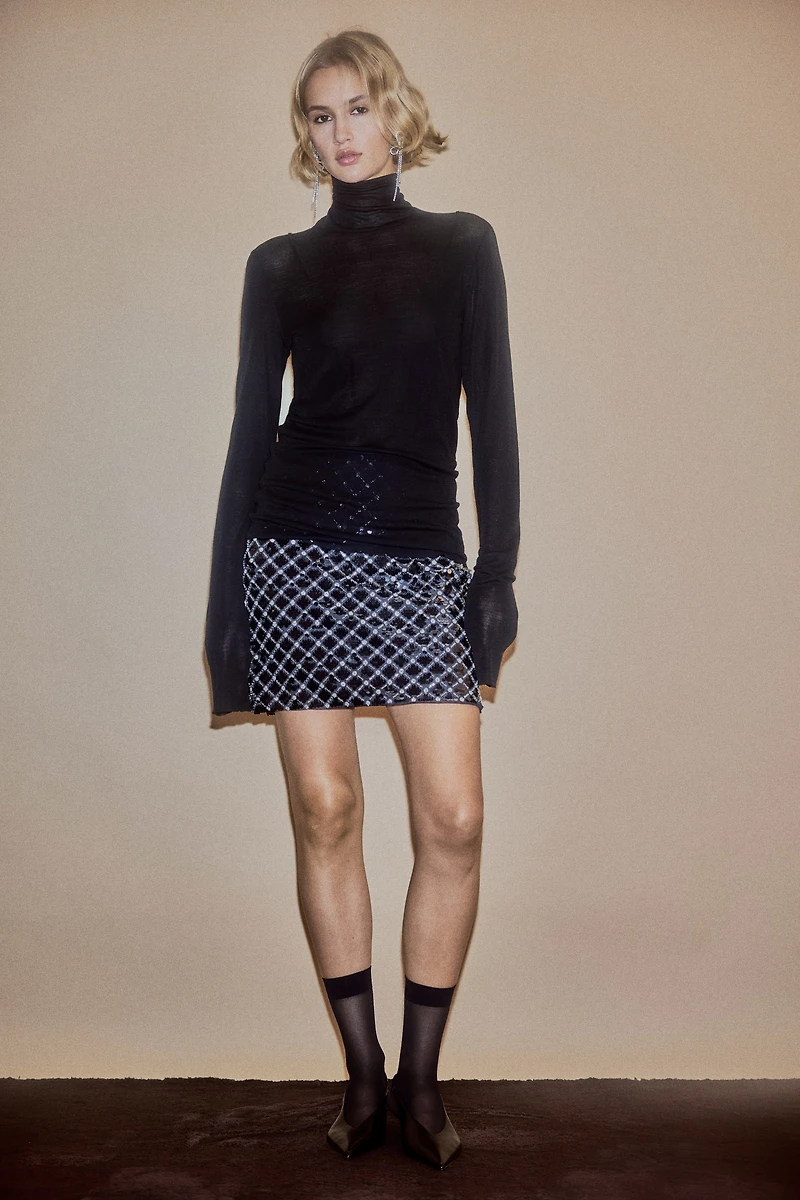 Embellished Mini Skirt