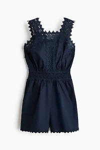 Lace-Detail Cotton Romper