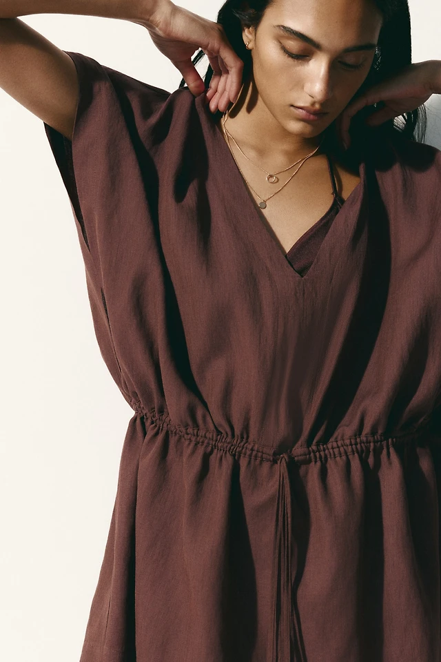 knee length dresses for ladies Everlane Popover Dress, Linen, Black, Size Small