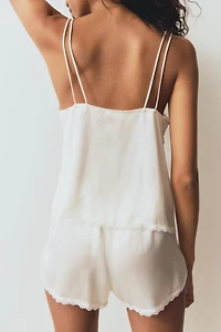 Lace-Trimmed Satin Pajamas