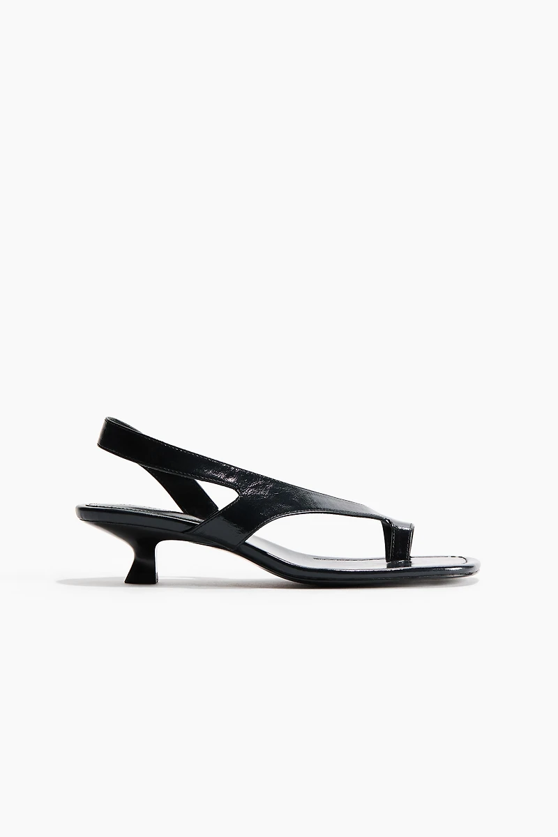 Kitten-Heeled Leather Sandals