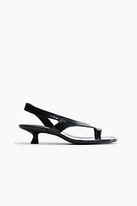 Kitten-Heeled Leather Sandals