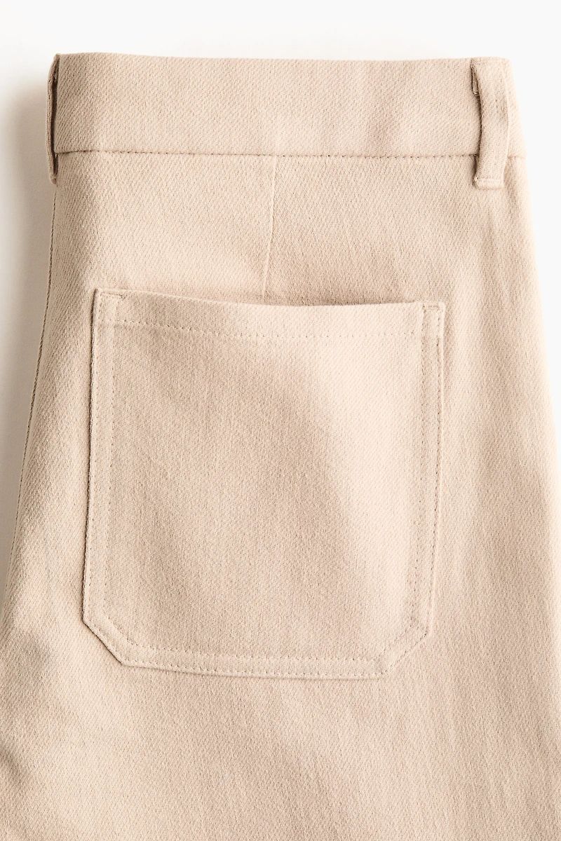 Wide-Leg Twill Pants