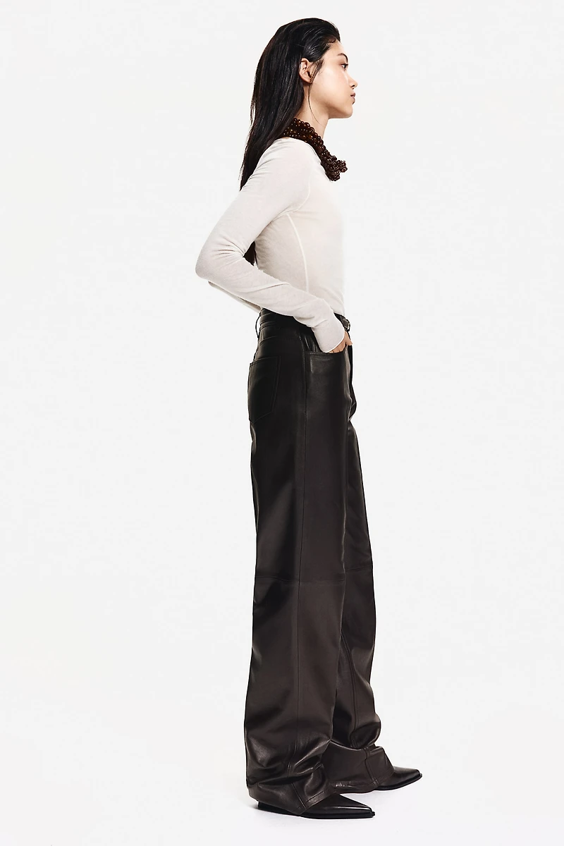 Straight Leather Pants