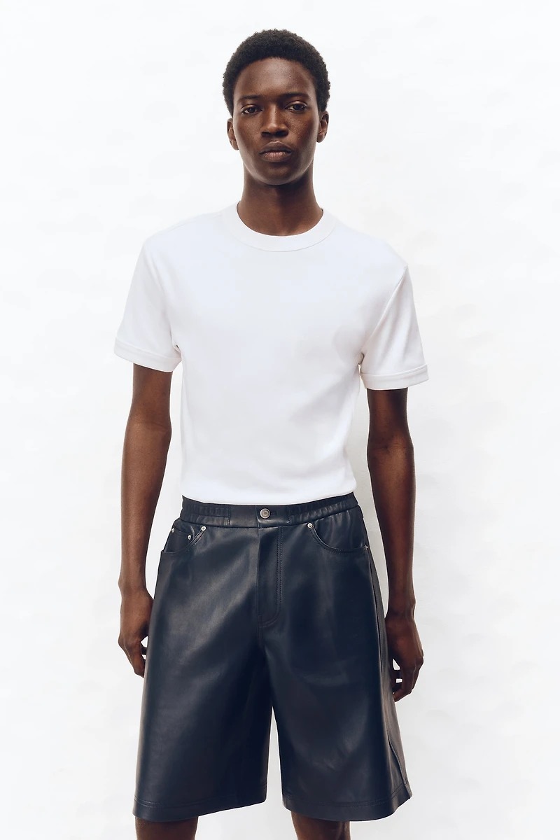 Ribbed Cotton T-Shirt