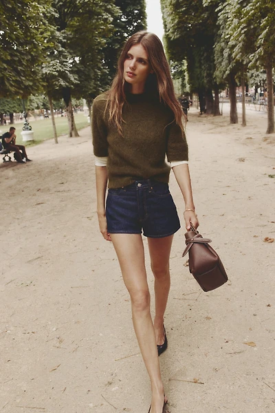 Short-Sleeved Mohair-Blend Sweater