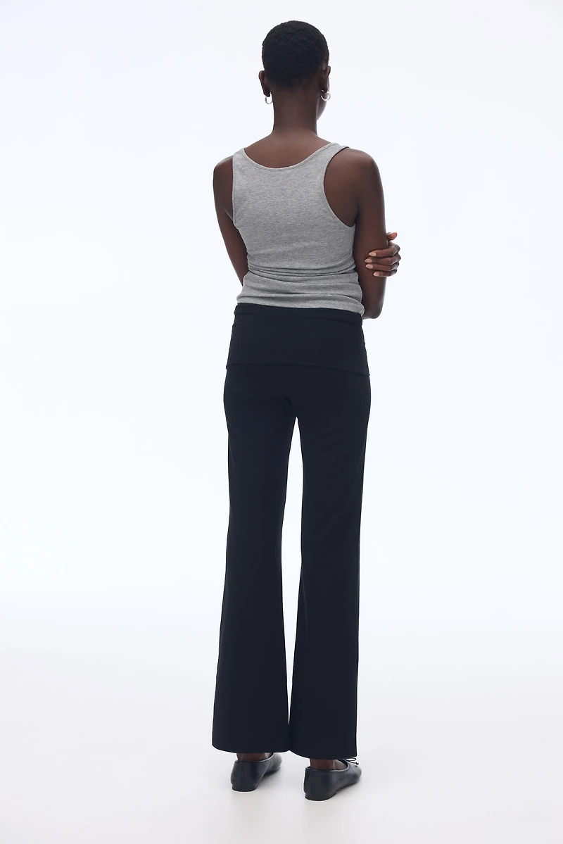 Foldover-Waist Cotton Pants