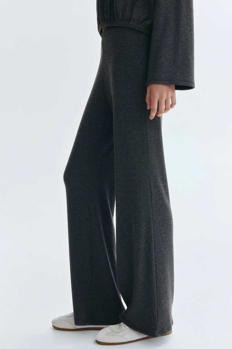 Flared fine-knit trousers