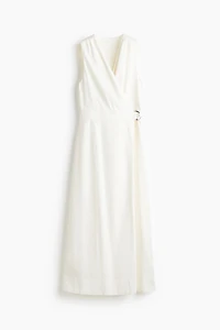 Linen-Blend Wrap Dress