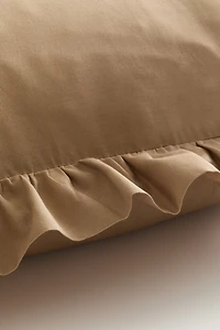 Ruffle-Trimmed Cotton Cushion Cover