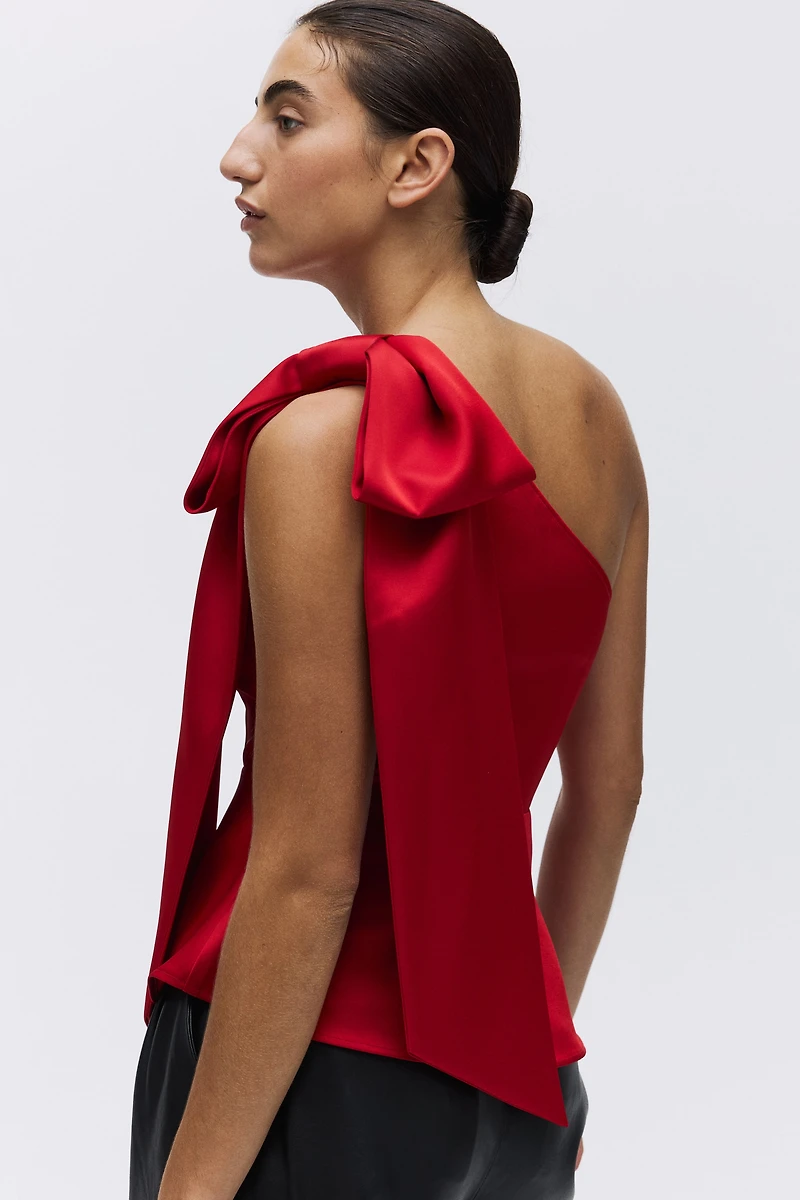 Bow-Detail One-Shoulder Top