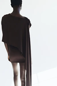 Cape-Detail Draped Dress