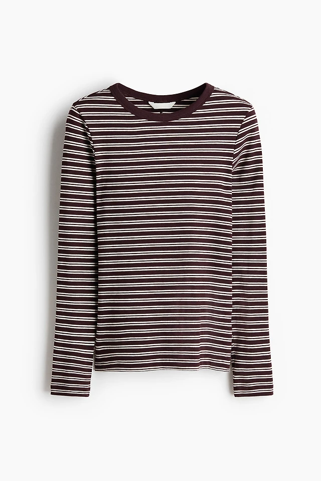 Long-Sleeved Ribbed Top