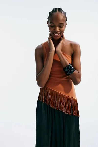 One-Shoulder Top with Fringe