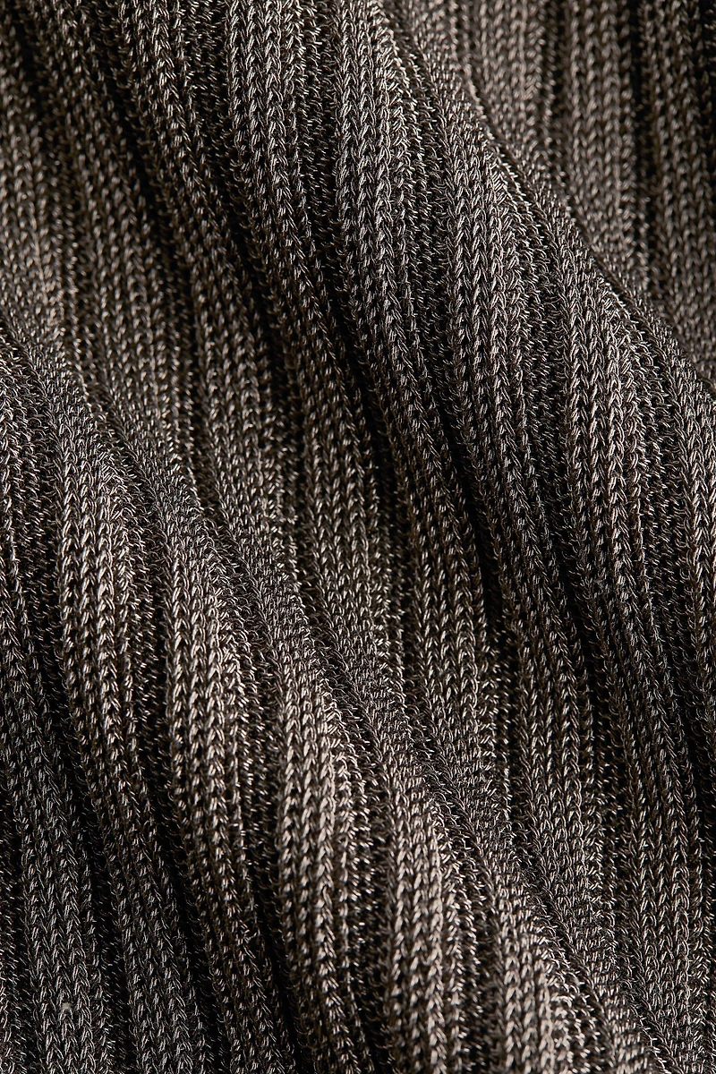 Metallic Rib-Knit Hoodie