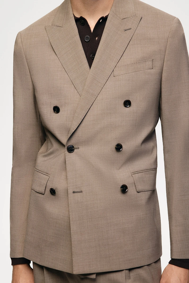 Regular Fit Wool-blend double-breasted jacket