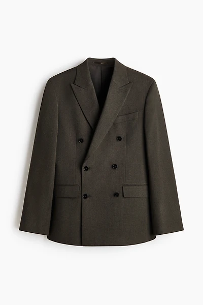 Regular-Fit Wool-Blend Double-Breasted Jacket