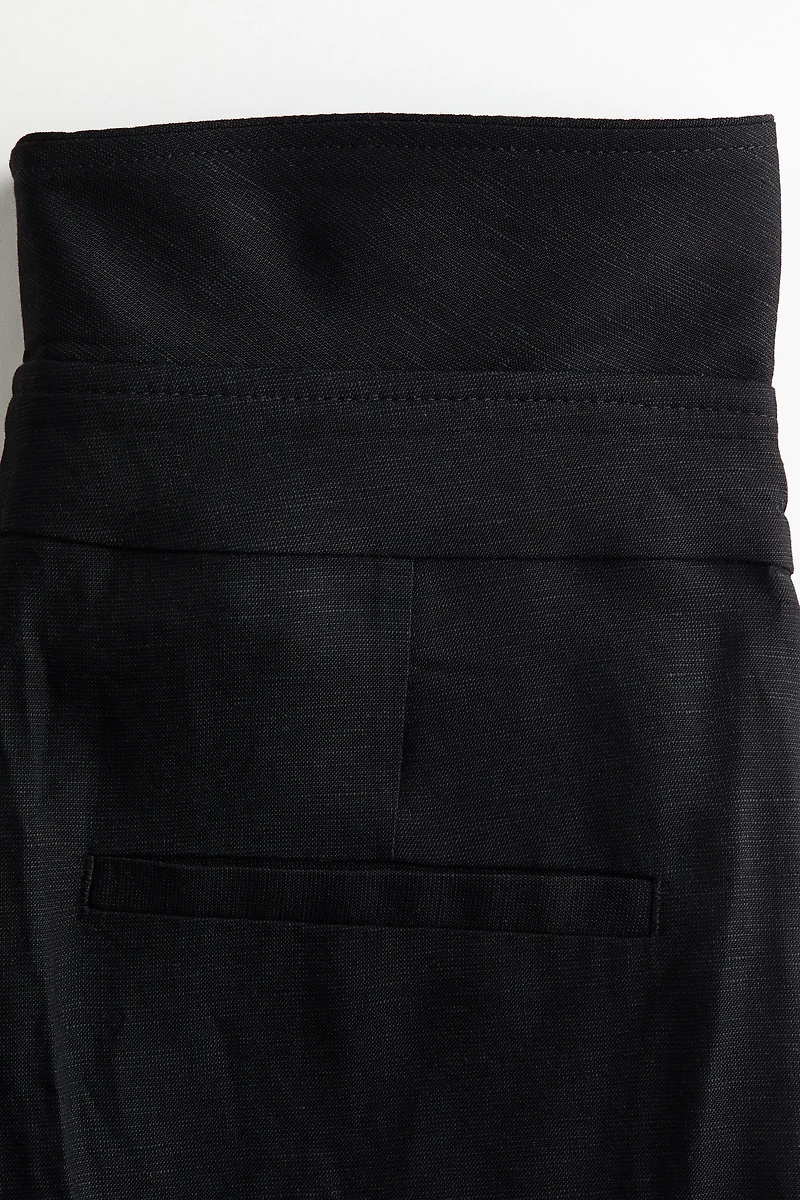 Pantalon en lin mélangé avec ceinture repliée