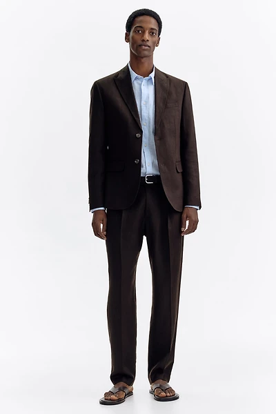 Regular-Fit Tailored Linen-Blend Pants