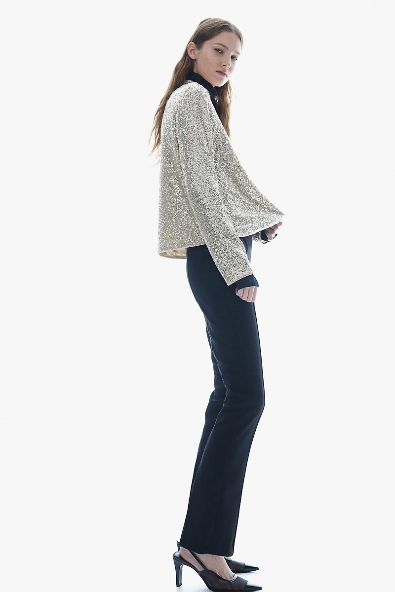 Sequined Mock Turtleneck Top