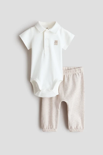 2-Piece Polo Bodysuit and Pants Set