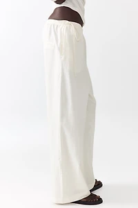 Linen-Blend Drawstring Pants
