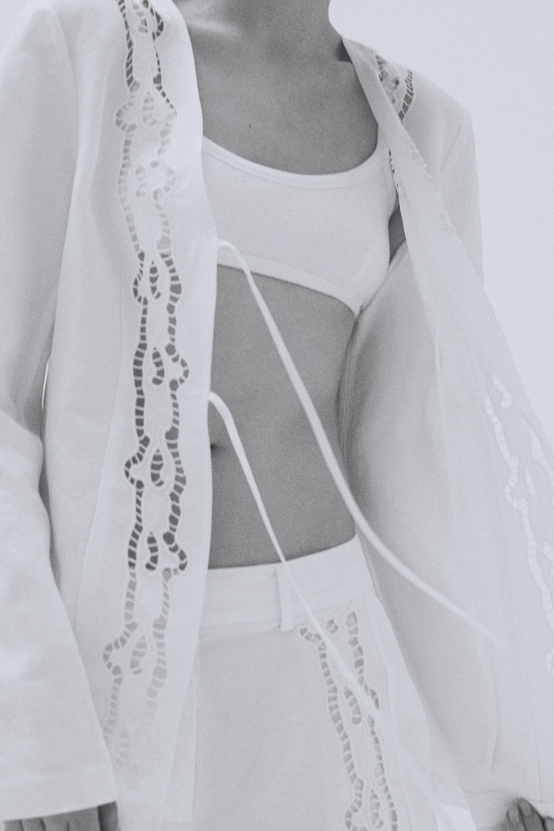 Tie-Front Linen-Blend Jacket