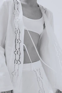 Tie-Front Linen-Blend Jacket