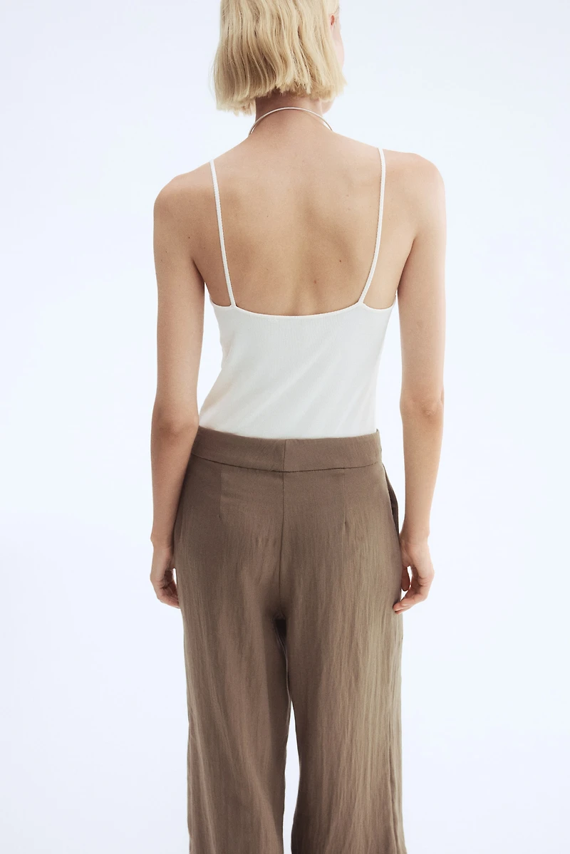 Wide-Leg Twill Pants