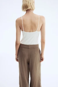 Wide-Leg Twill Pants