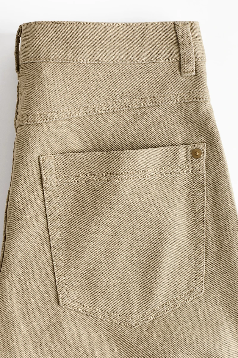 Wide-Leg Twill Pants