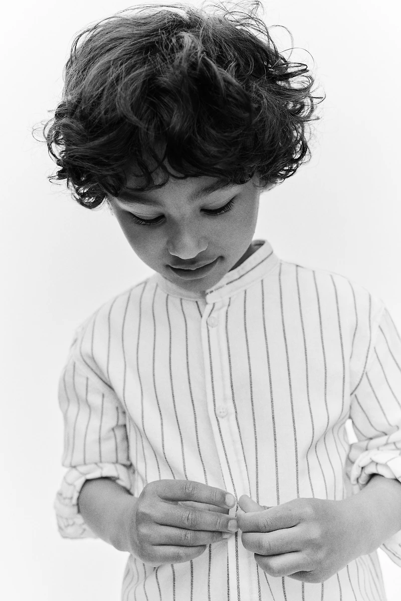 Cotton Band Collar Shirt